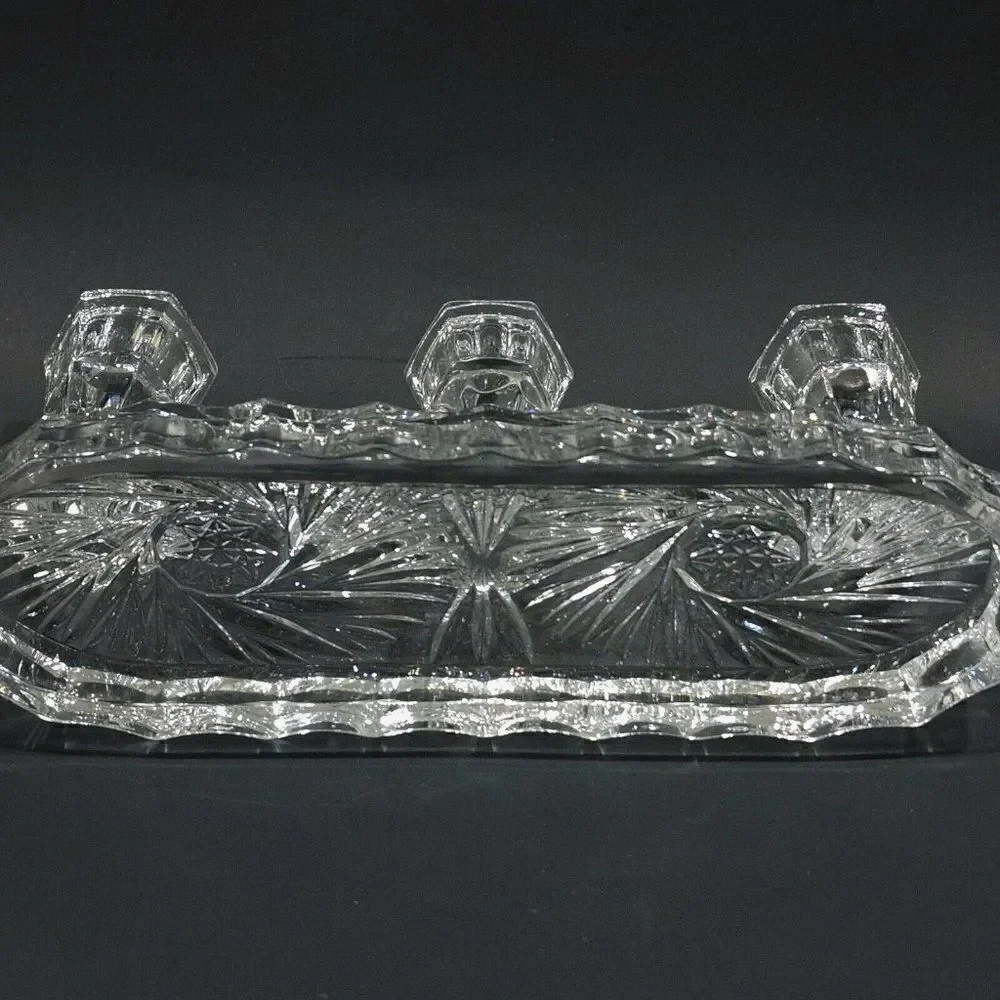 ‎Bohemia Czech Crystal 3 Candle Holder Candlabra